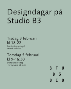 Studio B3 designdagar inbjudan
