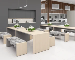 Wakufuru bord och bänkar i bilhall