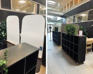 Silhuett skrivtavla och Sabine skåpsförvaring i skolmiljö